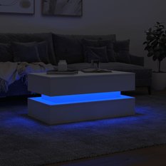 Stoli kawowy 90x50x40 cm z oświetleniem LED biały do salonu - Miniaturka zdjęcia nr 5