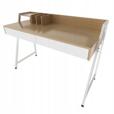 Biurko nowoczesne 124 cm z szufladami przegrodami jasny dąb loft premium  - Miniaturka zdjęcia nr 4