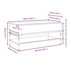 Stolik kawowy 100x50x45 cm z ukrytą przegrodą pod blatem dąb sonoma do salonu - Miniaturka zdjęcia nr 11