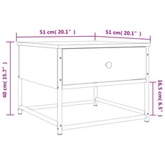 Stolik kawowy 51x51x40 cm z półką i szufladą brązowy dąb do salonu - Miniaturka zdjęcia nr 11