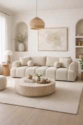 Kanapa rozkładana trzyosobowa Mediolan 250x112x90 cm LOOP sofa z funkcją spania kremowa - Miniaturka zdjęcia nr 2