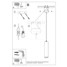 Lampa wisząca ceramiczna NANCY 132x8x8cm nowoczesna G10 do salonu - Miniaturka zdjęcia nr 5