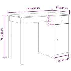 Biurko 100x50x75cm z szufladą i półką białe lite drewno sosnowe do biura lub salonu czy pokoju - Miniaturka zdjęcia nr 10