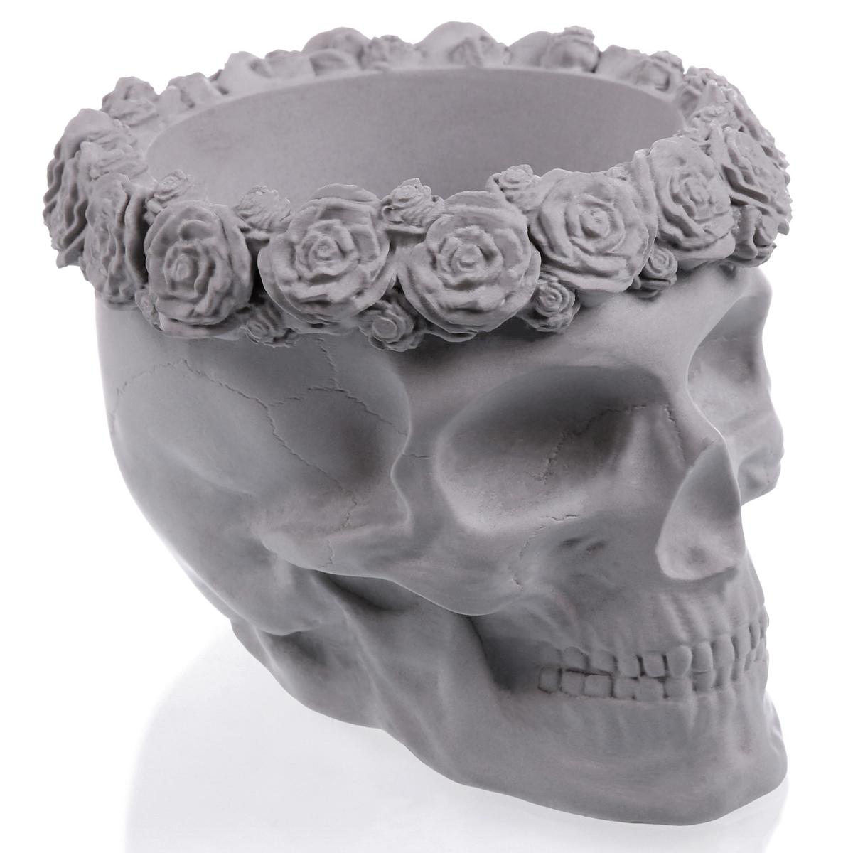 Donica Skull Flowers Unpainted  9 cm