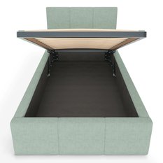 Łóżko Pojedyncze 90x200cm łóżko tapicerowane z pojemnikiem miętowe do sypialni wezgłowie 88 cm - Miniaturka zdjęcia nr 9