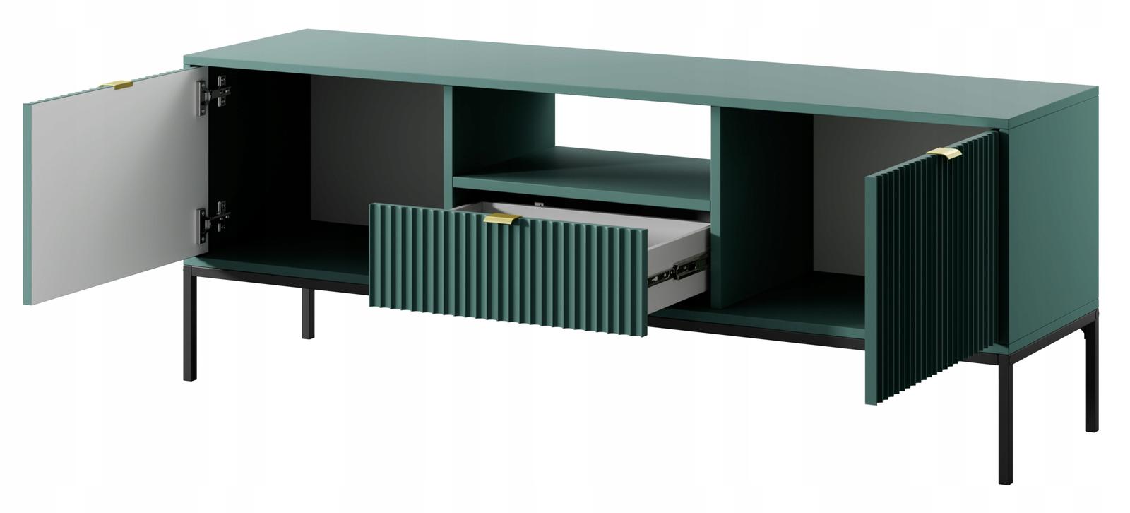 Szafka RTV 154x56x39 cm zielona na czarnych nóżkach system NOVA do salonu  nr. 3