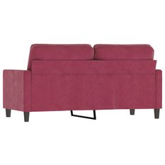 Sofa 158x77x80 cm 2-osobowa tapicerowana aksamitem czerwona do salonu - Miniaturka zdjęcia nr 5