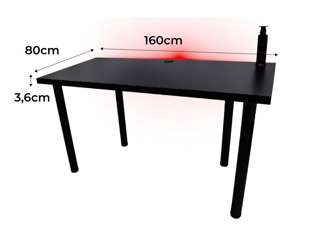 Biurko gamingowe model 3 Low czarne led 160x71x80 cm nr. 3