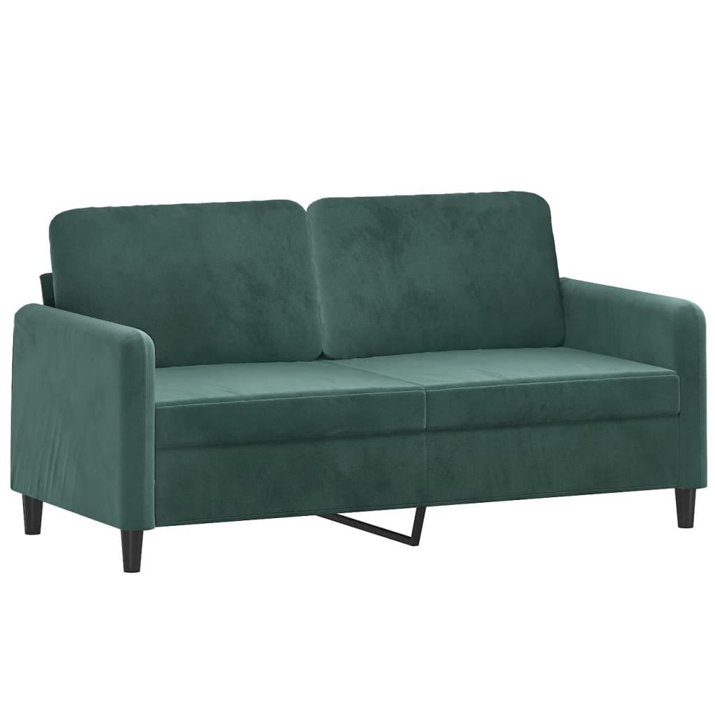 Sofa 158x77x80 cm 2-osobowa wygodna tapicerowana aksamitem ciemnozielona do salonu